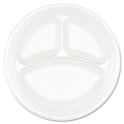 Concorde Foam Plate, 3-compartment, 9" Dia, White, 125/pack, 4 Packs/carton