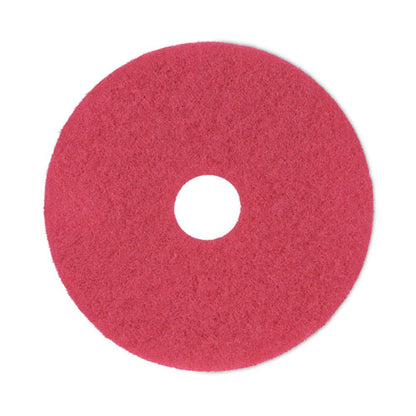 Buffing Floor Pads, 16" Diameter, Red, 5/carton