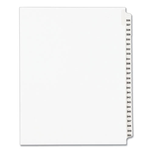 Preprinted Legal Exhibit Side Tab Index Dividers, Avery Style, 25-tab, 326 To 350, 11 X 8.5, White, 1 Set, (1343)