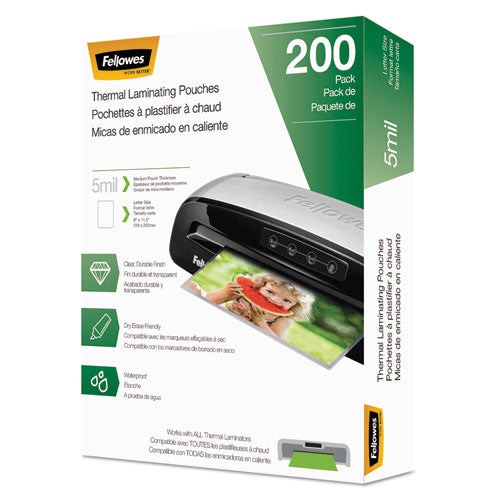 Laminating Pouches, 5 Mil, 9" X 11.5", Gloss Clear, 200/pack