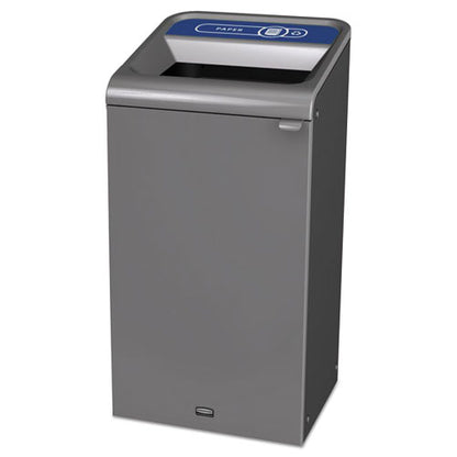 Configure Indoor Recycling Waste Receptacle, Paper Recycling, 23 Gal, Metal, Gray