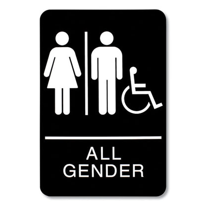 Ada Sign, All Gender/wheelchair Accessible Tactile Symbol, Plastic, 6 X 9, Black/white