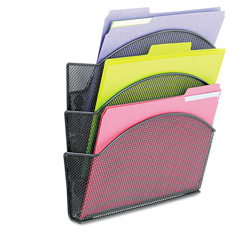 Onyx Magnetic Mesh Panel Accessories, 3 File Pocket, 13 X 4.25 X 13.5. Black