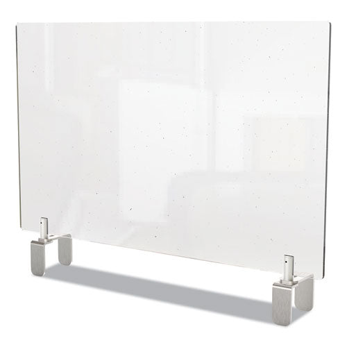 Clear Partition Extender With Attached Clamp, 42 X 3.88 X 30, Thermoplastic Sheeting