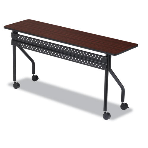 Officeworks Mobile Training Table, Rectangular, 72" X 18" X 29", Mahogany/black