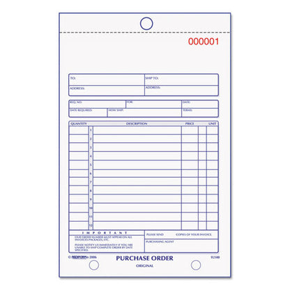 Purchase Order Book, 12 Lines, Two-part Carbonless, 5.5 X 7.88, 50 Forms Total