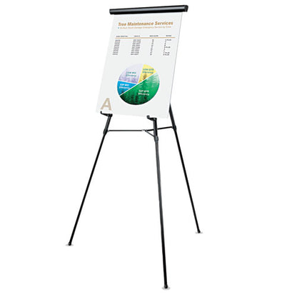 3-leg Telescoping Easel With Pad Retainer, Adjusts 34" To 64", Aluminum, Black