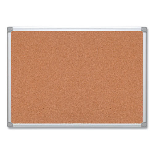 Earth Cork Board, 48 X 36, Tan Surface, Silver Aluminum Frame