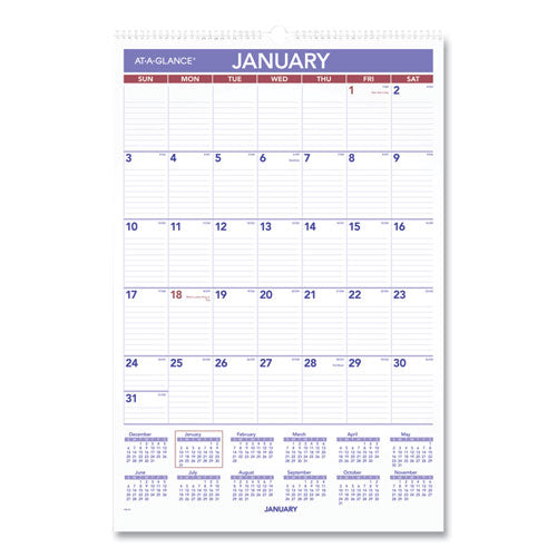 Monthly Wall Calendar With Ruled Daily Blocks, 15.5 X 22.75, White Sheets, 12-month (jan To Dec): 2024