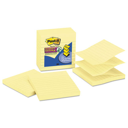 Pop-up Notes Refill, Note Ruled, 4" X 4", Canary Yellow, 90 Sheets/pad, 5 Pads/pack