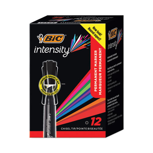 Intensity Chisel Tip Permanent Marker, Broad Chisel Tip, Tuxedo Black, Dozen