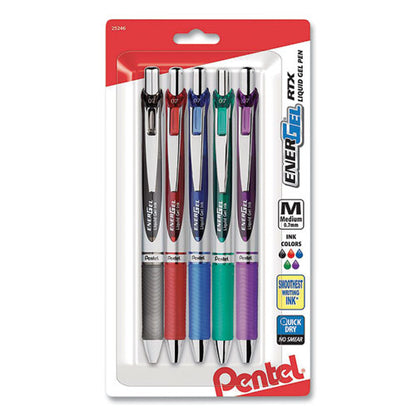 Energel Rtx Gel Pen, Retractable, Medium 0.7 Mm, Assorted Ink And Barrel Colors, 5/pack