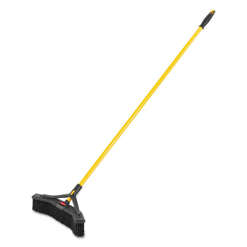 Maximizer Push-to-center Broom, Poly Bristles, 18 X 58.13, Steel Handle, Yellow/black