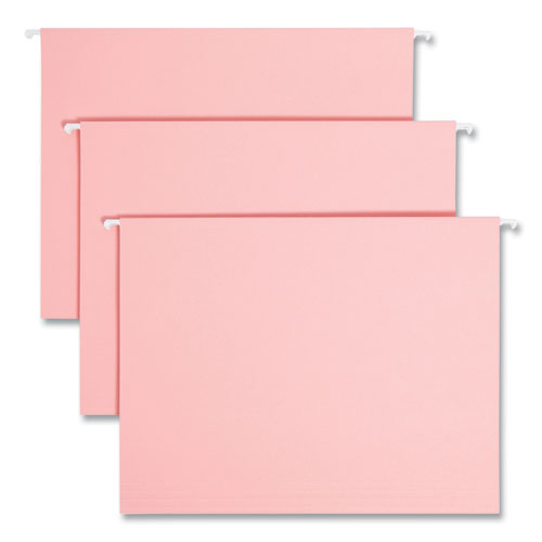 Colored Hanging File Folders With 1/5 Cut Tabs, Letter Size, 1/5-cut Tabs, Pink, 25/box