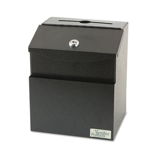 Steel Suggestion Box With Locking Top, 7 X 6 X 8.5, Black