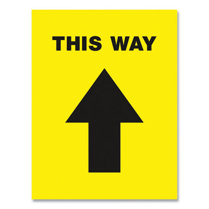 Social Distancing Floor Decals, 8.5 X 11, This Way, Yellow Face, Black Graphics, 5/pack