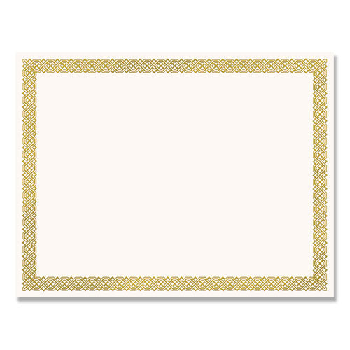 Foil Border Certificates, 8.5 X 11, Ivory/gold With Braided Gold Border, 12/pack