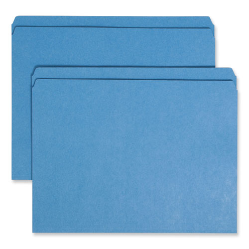 Reinforced Top Tab Colored File Folders, Straight Tabs, Letter Size, 0.75" Expansion, Blue, 100/box