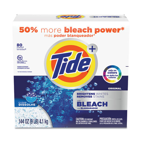 Laundry Detergent With Bleach, Tide Original Scent, Powder, 144 Oz Box, 2/carton