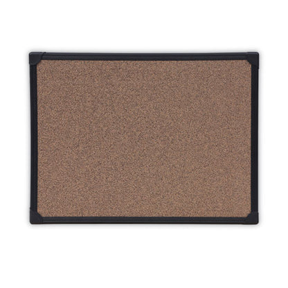 Tech Cork Board, 24 X 18, Brown Surface, Black Aluminum Frame