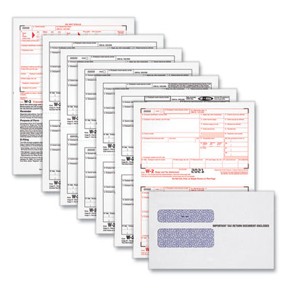 W-2 Tax Forms Kit With Envelopes, Fiscal Year: 2023, Six-part Carbonless, 8.5 X 5.5, 2 Forms/sheet, 24 Forms Total