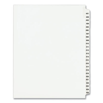 Preprinted Legal Exhibit Side Tab Index Dividers, Avery Style, 25-tab, 401 To 425, 11 X 8.5, White, 1 Set, (1346)