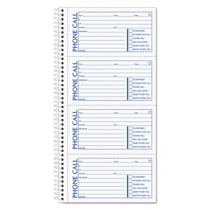 Second Nature Phone Call Book, Two-part Carbonless, 5 X 2.75, 4 Forms/sheet, 400 Forms Total