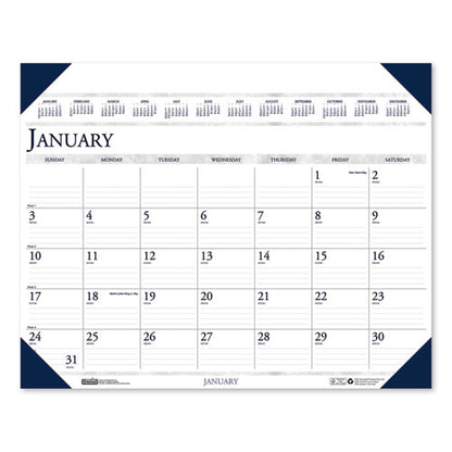 Executive Monthly Desk Pad Calendar, 24 X 19, White/blue Sheets, Blue Corners, 12-month (jan To Dec): 2024