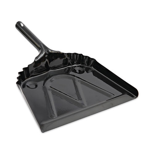 Metal Dust Pan, 12 X 14, 2" Handle, 20-gauge Steel, Black, 12/carton