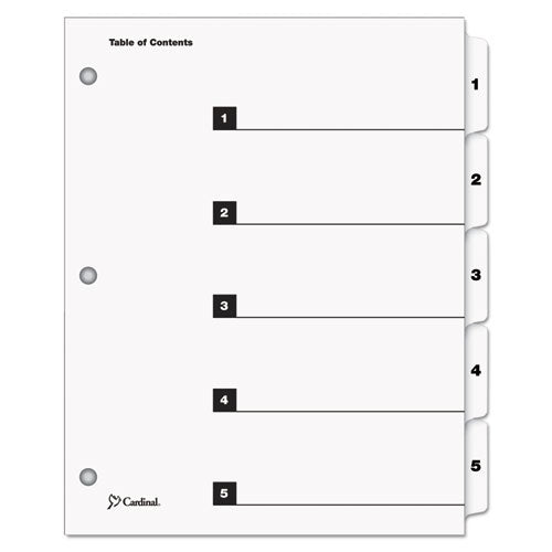 Onestep Printable Table Of Contents And Dividers, 5-tab, 1 To 5, 11 X 8.5, White, White Tabs, 1 Set