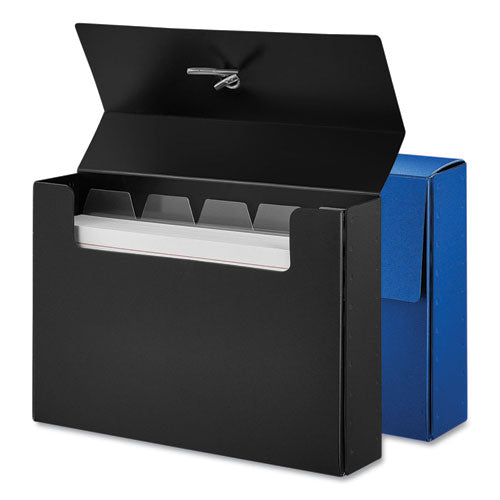 Poly Index Card Box, Holds 100 3 X 5 Cards, 3 X 1.33 X 5, Plastic, Black/blue, 2/pack