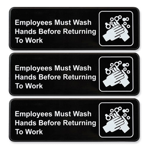 Indoor/outdoor Restroom With Braille Text, 6" X 9", Black Face, White Graphics, 3/pack