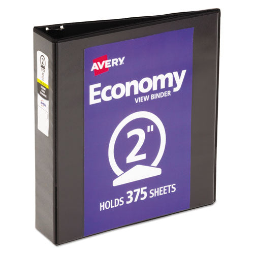 Economy View Binder With Round Rings , 3 Rings, 2" Capacity, 11 X 8.5, Black, (5730)