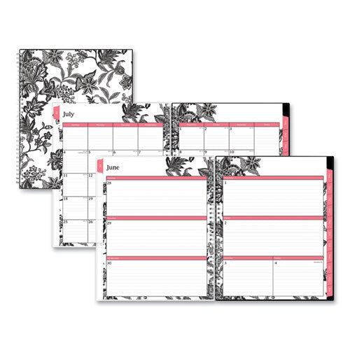 Analeis Create-your-own Cover Weekly/monthly Planner, Floral, 11 X 8.5, White/black/coral, 12-month (july To June): 2023-2024