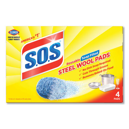 Steel Wool Soap Pad, Steel, 4/box, 24 Boxes/carton