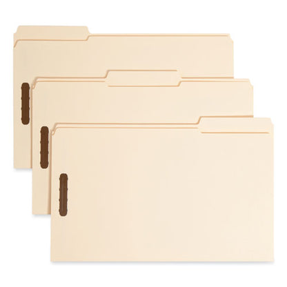 Top Tab Fastener Folders, 1/3-cut Tabs: Assorted, 0.75" Expansion, 2 Fasteners, Legal Size, Manila Exterior, 50/box