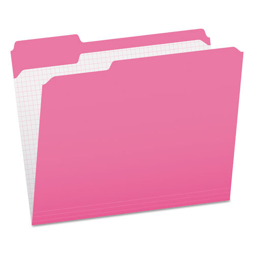 Double-ply Reinforced Top Tab Colored File Folders, 1/3-cut Tabs: Assorted, Letter Size, 0.75" Expansion, Pink, 100/box