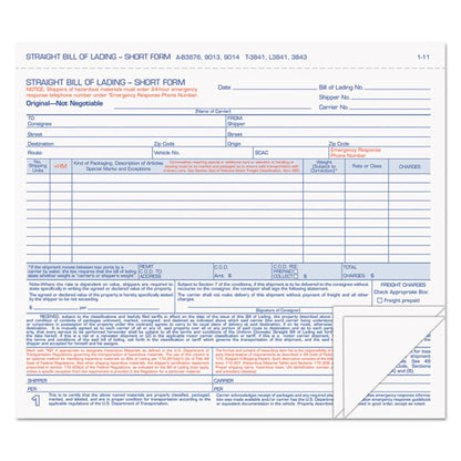 Hazardous Material Short Form, Three-part Carbonless, 7 X 8.5, 50 Forms Total