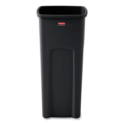 Untouchable Square Waste Receptacle, 23 Gal, Plastic, Black