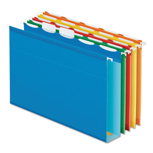 Ready-tab Extra Capacity Reinforced Colored Hanging Folders, Letter Size, 1/5-cut Tabs, Assorted Colors, 20/box