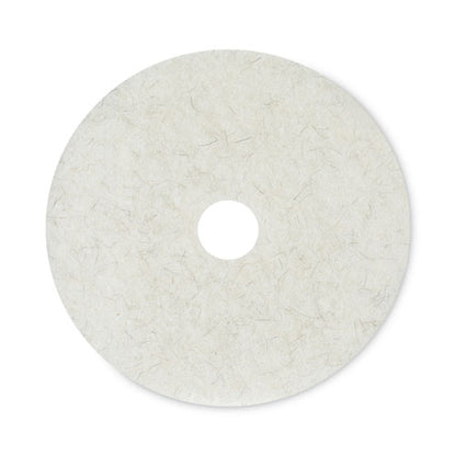 Natural Burnishing Floor Pads, 20" Diameter, White, 5/carton