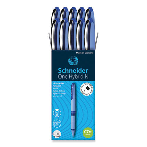 One Hybrid N Roller Ball Pen, Stick, Extra-fine 0.3 Mm, Blue Ink, Blue Barrel, 10/box