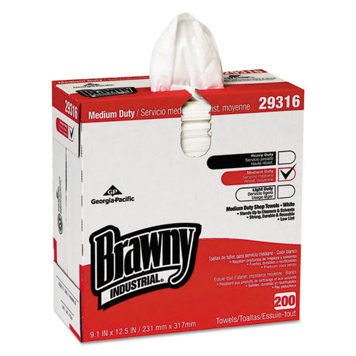 Lightweight Disposable Shop Towel, 9.1" X 12.5, White, 200/box