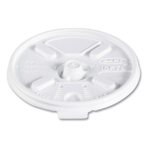 Lift N' Lock Plastic Hot Cup Lids, Fits 10 Oz Cups, White, 1,000/carton