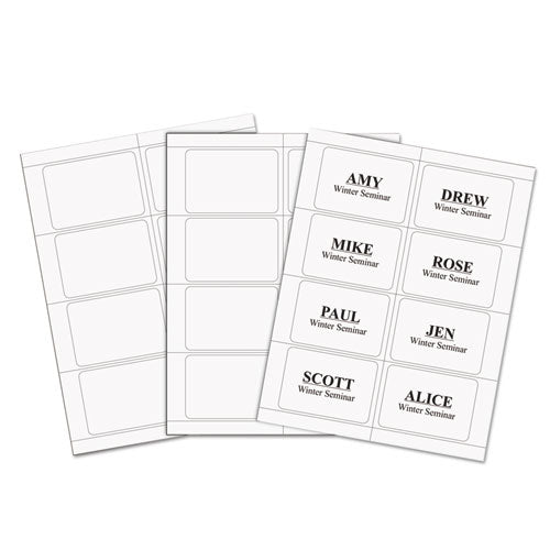 Laser Printer Name Badges, 3 3/8 X 2 1/3, White, 200/box