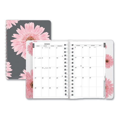 Pink Ribbon Essential Daily Appointment Book, Daisy Artwork, 8 X 5, Navy/gray/pink Cover, 12-month (jan To Dec): 2024