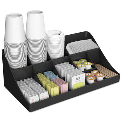 11-compartment Coffee Condiment Organizer, 18.25 X 6.63 X 9.78, Black