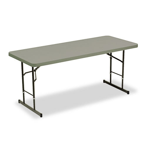 Indestructable Classic Adjustable-height Folding Table, Rectangular, 72" X 30" X 25" To 35", Charcoal