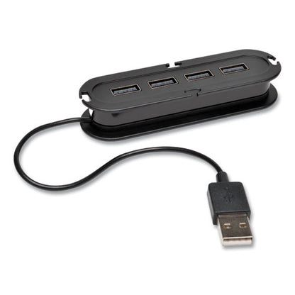 Usb 2.0 Ultra-mini Compact Hub With Power Adapter, 4 Ports, Black