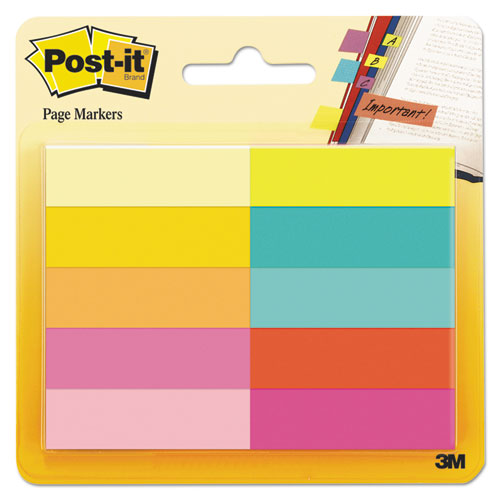 Page Flag Markers, Assorted Bright Colors, 50 Sheets/pad, 10 Pads/pack